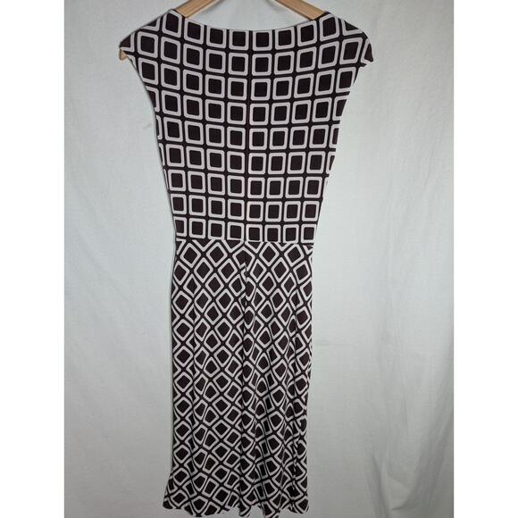 Lauren Ralph Lauren Womens Twist Front Sheath Dress Sz 2 Geometric Print Brown - Picture 4 of 7